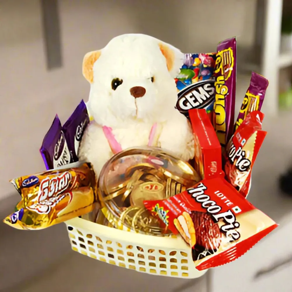 Teddy Bear With Chocolate Basket 3 Teddy Bear With Chocolate Basket